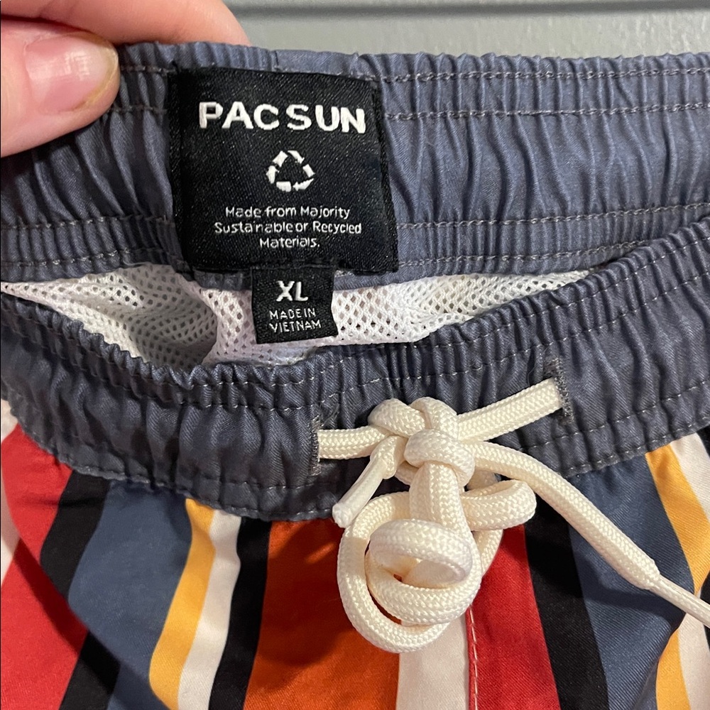 Pacsun Recycled 60's Striped 15" Swim Trunks Size XL - Picture 3 of 8